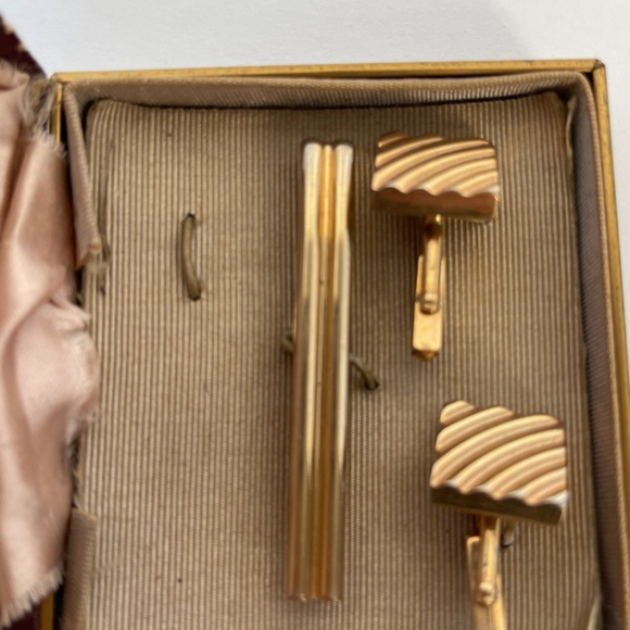 Vintage Swank Men Tie Bar Cufflinks Gold Tone - Picture 6 of 9